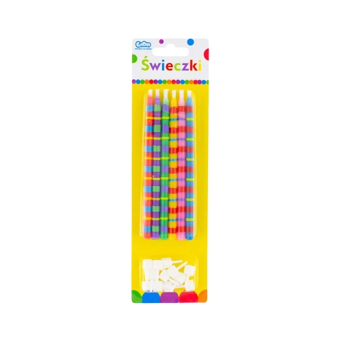 Kolorowe świeczki na tort 12 szt.
